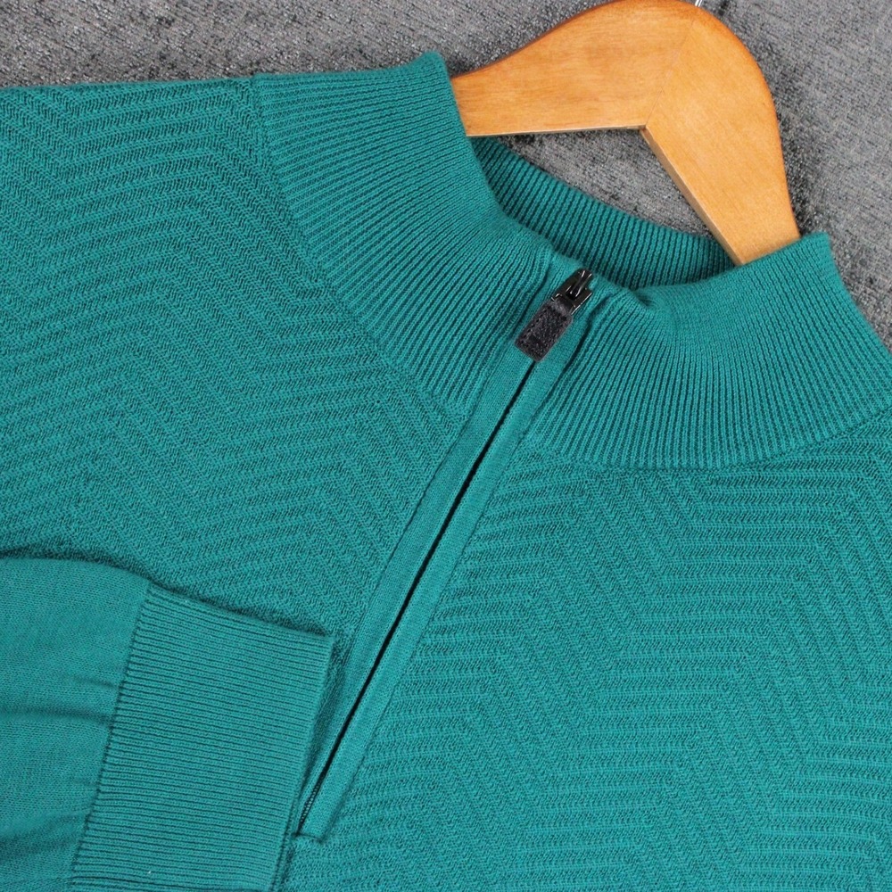 Jack Nicklaus Golden Bear Mens XXL Teal Green 1/4 Zip Cotton Chevron Sweater